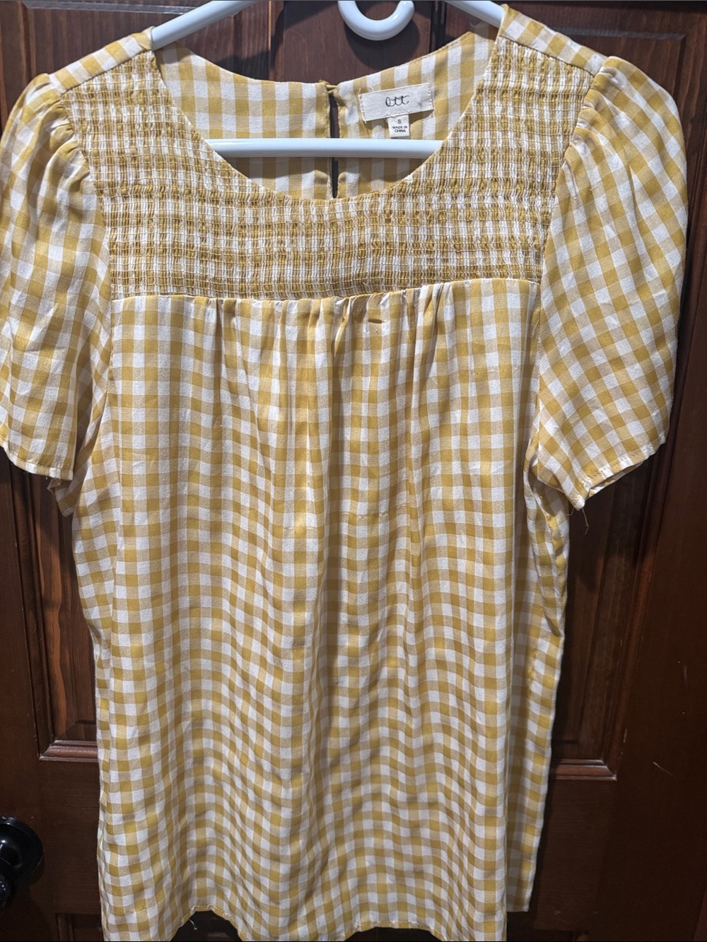 Smocked Yellow Gingham Tunic Top by COTTON ON